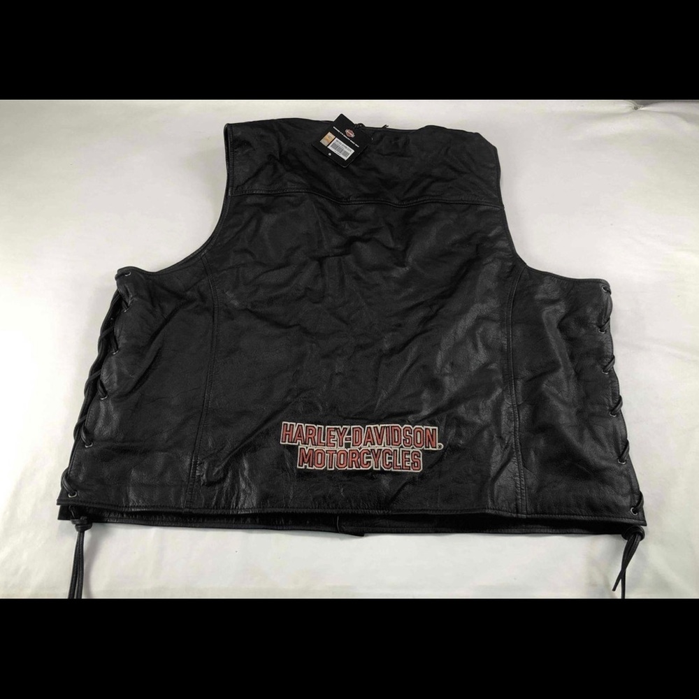 NWT Black Harley-Davidson Leather Vest, Size 3XL